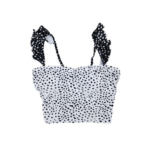 Junior Girls Halter Bikini Ruffle Top Girls Size Large Polka Dot - Picture 1 of 7